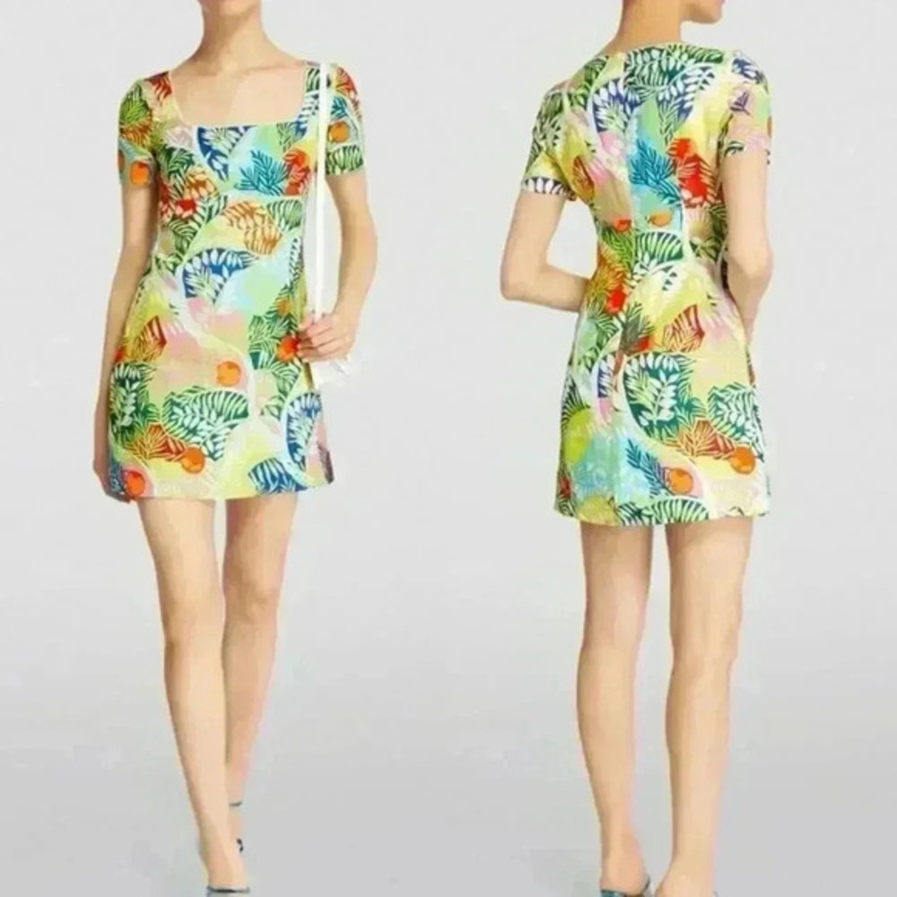 STAUD Multicolor Tropical Print Mini Dress